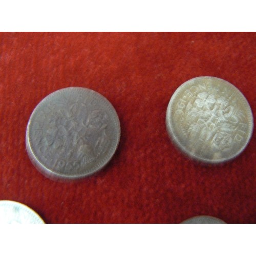 71T - COLLECTION OF SIXPENCES AND 3D COINS 6 OF WHICH ARE PART SILVER