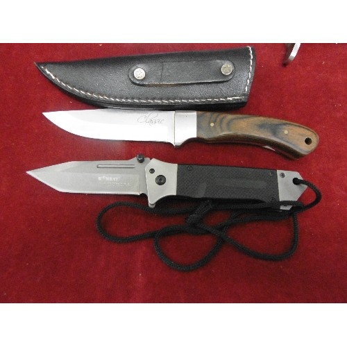 149 - A COLLECTION OF HUNTING AND OTHER KNIVES VERY LARGE HUNTING, HUNTING KNIFE FISHING KNIFE RIPFISH SEA... 