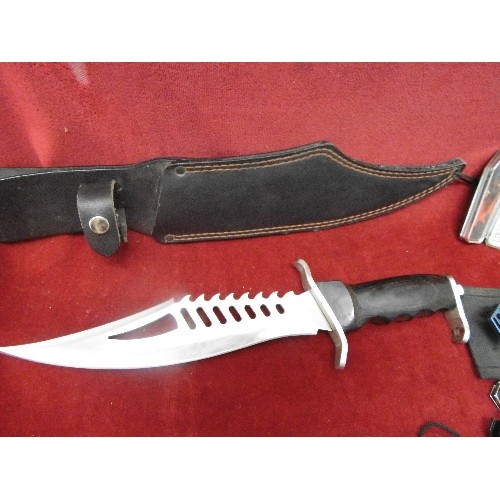 149 - A COLLECTION OF HUNTING AND OTHER KNIVES VERY LARGE HUNTING, HUNTING KNIFE FISHING KNIFE RIPFISH SEA... 