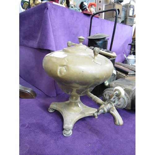 71 - VICTORIAN BRASS TEA URN WITH TAP. .