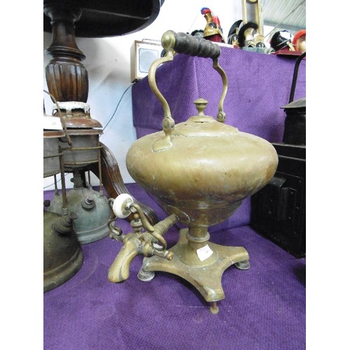 71 - VICTORIAN BRASS TEA URN WITH TAP. .