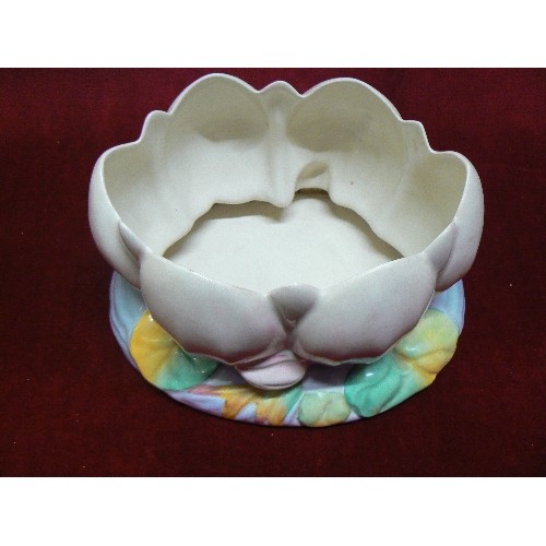 75 - CLARICE CLIFF LOTUS FLOATING BOWL WITH PINK LOTUS PETALS. THE MARKS ARE ROYAL STAFFORDSHIRE  CERAMIC... 