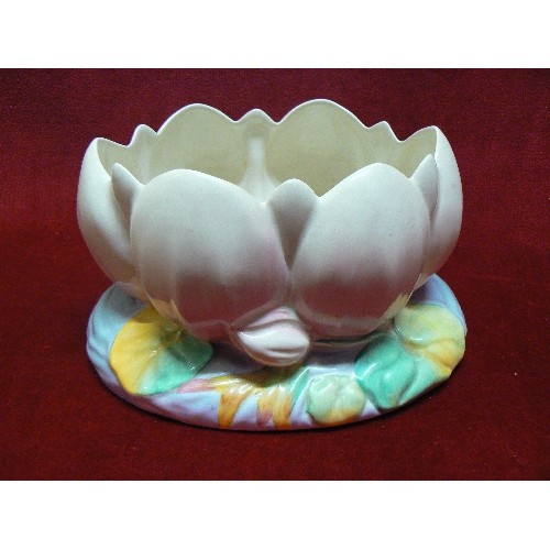 75 - CLARICE CLIFF LOTUS FLOATING BOWL WITH PINK LOTUS PETALS. THE MARKS ARE ROYAL STAFFORDSHIRE  CERAMIC... 