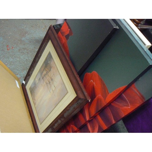 202 - LARGE QUANTITY OF FRAMED PICTURES, OIL PAINTINGS, PRINTS AND CANVASES.