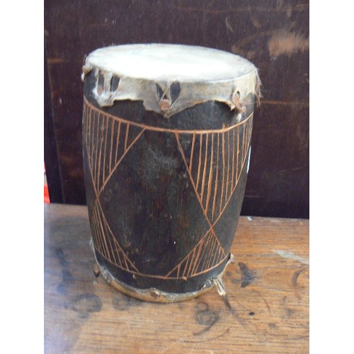 213 - ETHNIC HAND DRUM, WOOD/HIDE.