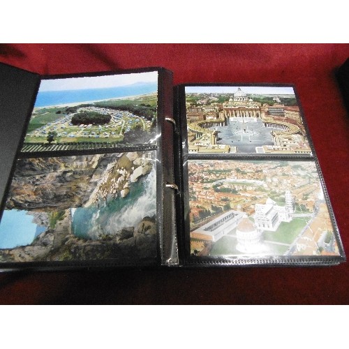 82 - 2 X ALBUMS CONTAINING VINTAGE HOLIDAY SOUVENIR POSTCARDS, AND A QUANTITY OF BLACK & WHITE CRYSTAL PA... 