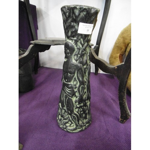 95 - 'WALTER GERHARD' STYLE RELIEF DECOR VASE. STAMPED UNDERNEATH '100 B, UERAS, MADE IN SPAIN'