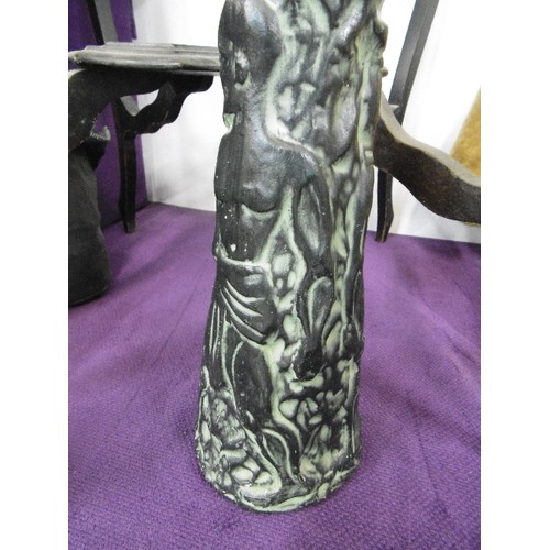 95 - 'WALTER GERHARD' STYLE RELIEF DECOR VASE. STAMPED UNDERNEATH '100 B, UERAS, MADE IN SPAIN'