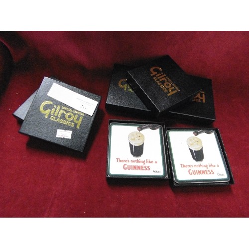 211 - GUINNESS COASTERS/BEER MATS. 4 X 'SPECIAL EDITION GILROY CLASSICS' SETS. BOXED.