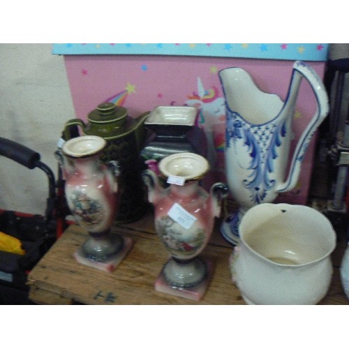 353 - COLLECTION OF VINTAGE CERAMICS. LARGE JUGS, VASES, PLANTERS ETC ETC.