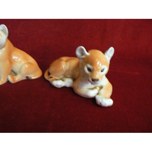 229 - VINTAGE CERAMIC TIGER AND PUMA CUBS X 3. MADE IN USSR.