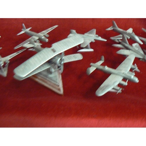 230 - COLLECTION OF 11 X SMALL METAL WAR PLANES BY ROYAL HAMPSHIRE. INC WELLINGTON BOMBER, SPITFIRE, LANCA... 