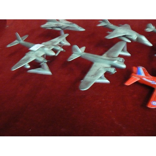 234 - COLLECTION OF 11 X SMALL METAL WAR PLANES BY ROYAL HAMPSHIRE. INC HARRIER, MOSQUITO, JAGUAR ETC.