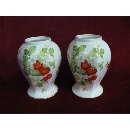 236 - PAIR OF QUEENS CHINA 'VIRGINIA STRAWBERRY' AND A COALPORT 'CAUGHLEY MASK-HEAD JUG.