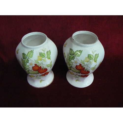 236 - PAIR OF QUEENS CHINA 'VIRGINIA STRAWBERRY' AND A COALPORT 'CAUGHLEY MASK-HEAD JUG.