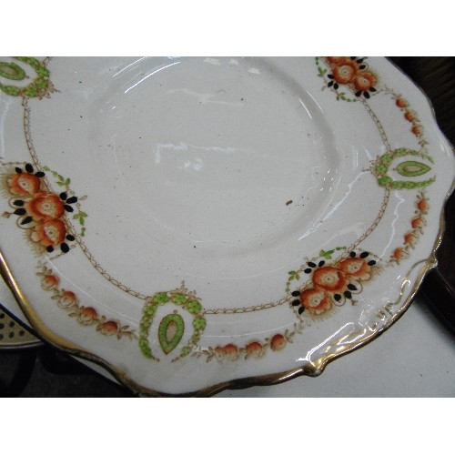 405 - VINTAGE DIAMOND CHINA, 2 X SERVING PLATES, 11 X SIDE PLATES AND 2 X DUOS.