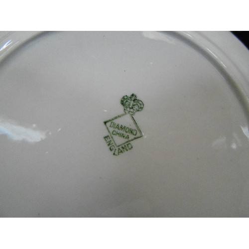 405 - VINTAGE DIAMOND CHINA, 2 X SERVING PLATES, 11 X SIDE PLATES AND 2 X DUOS.