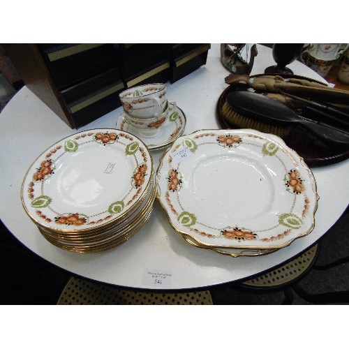 405 - VINTAGE DIAMOND CHINA, 2 X SERVING PLATES, 11 X SIDE PLATES AND 2 X DUOS.