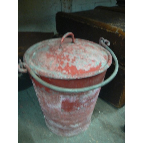 138 - 3 X VINTAGE METAL FIRE BUCKETS. PAINTED RED.