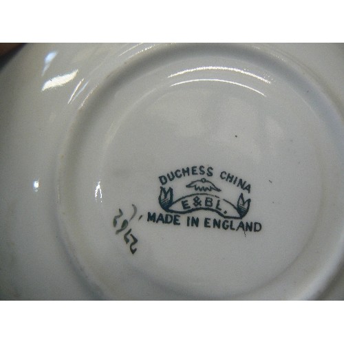 254 - DUCHESS CHINA, TEA SET. SERVING PLATES, CAKE PLATES, TEA, SUGAR, & 8 X DUOS.