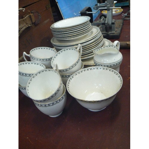 254 - DUCHESS CHINA, TEA SET. SERVING PLATES, CAKE PLATES, TEA, SUGAR, & 8 X DUOS.