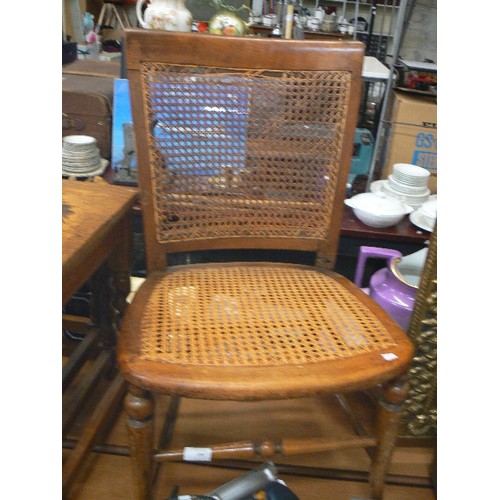 286 - VINTAGE CHAIR WITH RATTAN SEAT AND BACK. SEAT APPEARS STRONG, THE BACK NEEDS A LITTLE ATTENTION.