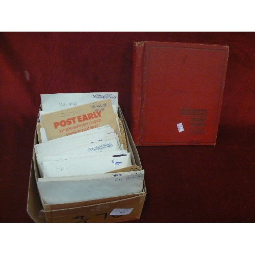 302 - STAMP ALBUM CONTAINING STAMPS, ALSO LOOSE STAMPS SORTED INTO COUNTRIES.