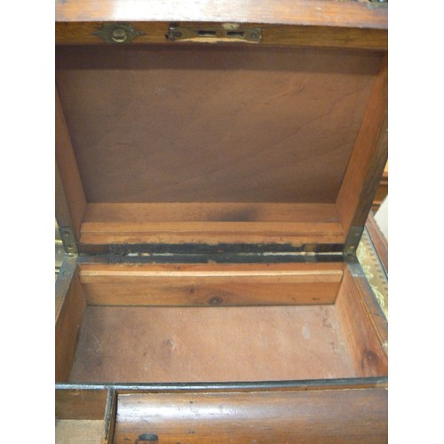 308 - VINTAGE WRITING SLOPE/BOX, AND A WOODEN BOX.