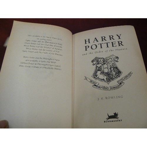 311 - HARRY POTTER HARDBACK BOOK. 'THE ORDER OF THE PHOENIX' FIRST EDITION BY JK. ROWLING.