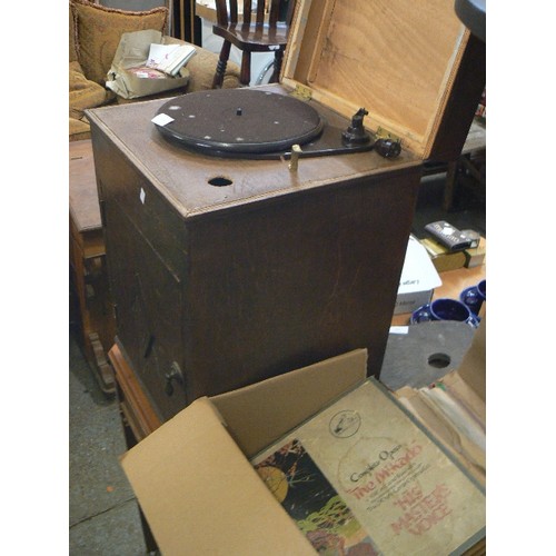 325 - VINTAGE 1930'S RECORD CABINET AND TURNTABLE. CONSTRUCTED BY AINSLIE COOK OF STYAL-MANCHESTER, & WROX... 