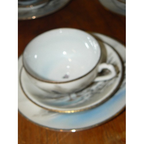 430 - ORIGINAL BONE CHINA TEA-SET. LOVELY ORIENTAL HILLSIDE SCENE WITH HOUSES ON STILTS. WE ARE TOLD: ORIG... 