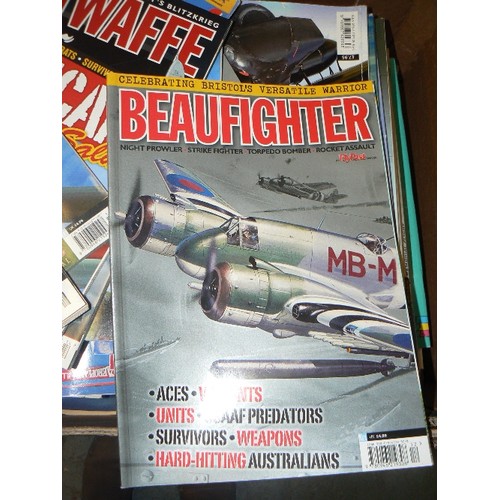 440 - CRATE FULL OF WARPLANE RELATED MAGAZINES. INC SPITFIRE, LUFTWAFFE EAGLES, MUSTANG, HURRICANE SALUTE ... 