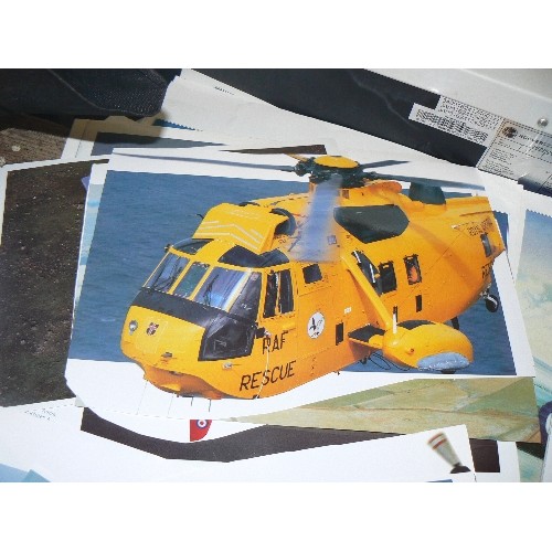 385 - QUANTITY OF RAF AND OTHER, PLANES AND CHOPPERS ETC,  PHOTOGRAPHIC & PAINTED PRINTS