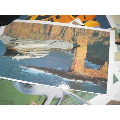 385 - QUANTITY OF RAF AND OTHER, PLANES AND CHOPPERS ETC,  PHOTOGRAPHIC & PAINTED PRINTS