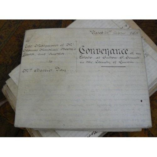 421 - BUNDLE OF LOCAL & ORIGINAL HAND-WRITTEN PROPERTY TITLE DEEDS, ABSTRACT OF THE TITLE, MORTGAGE & CONV... 