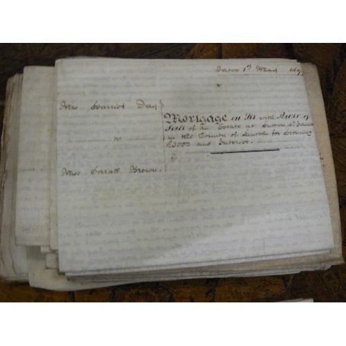 421 - BUNDLE OF LOCAL & ORIGINAL HAND-WRITTEN PROPERTY TITLE DEEDS, ABSTRACT OF THE TITLE, MORTGAGE & CONV... 