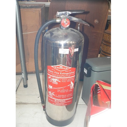 570 - LARGE CHROME AMEREX WATER FIRE EXTINGUISHER. MODEL 240.