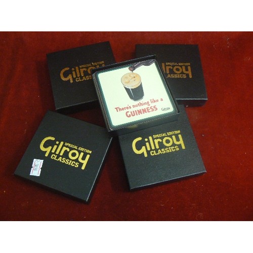 145 - GUINNESS COASTERS/BEER MATS. 4 X 'SPECIAL EDITION GILROY CLASSICS' SETS. BOXED.