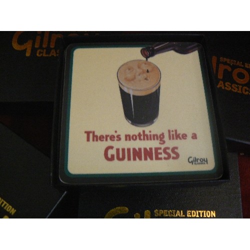 145 - GUINNESS COASTERS/BEER MATS. 4 X 'SPECIAL EDITION GILROY CLASSICS' SETS. BOXED.