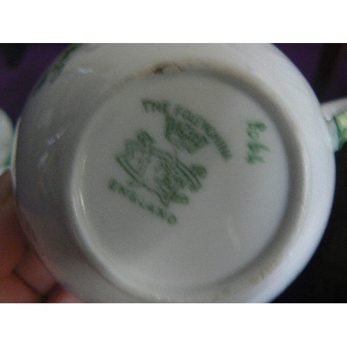 156 - FOLEY CHINA TEASET, WITH 4 LEAF CLOVER DESIGN. IN GREEN AND WHITE.