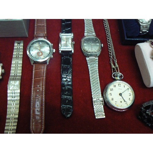 12 - BOX OF LADIES AND GENTS WATCHES - DANIEL HECHTER, SMITHS POCKET WATCH, LIMIT, SEKONDA, LORUS, MICHAE... 