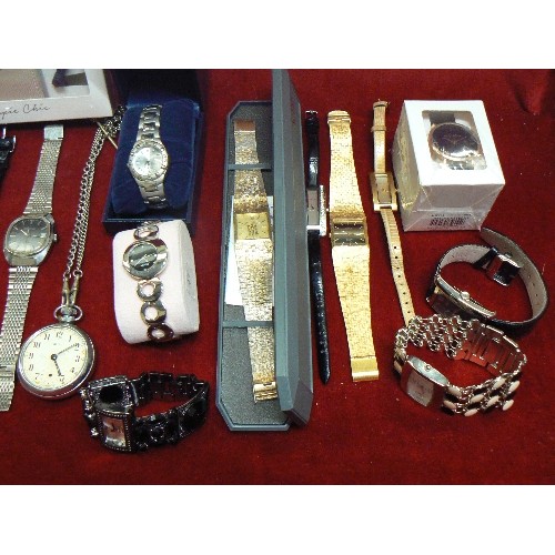 12 - BOX OF LADIES AND GENTS WATCHES - DANIEL HECHTER, SMITHS POCKET WATCH, LIMIT, SEKONDA, LORUS, MICHAE... 