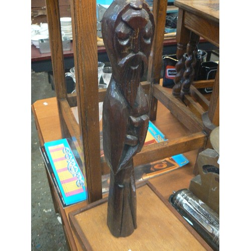 357 - TALL CARVED WOODEN FIGURE. BEARDED MAN.