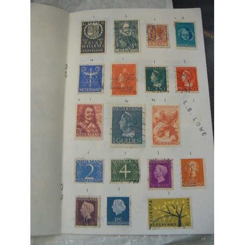 373 - 2 X SMALL STAMP ALBUMS 'WINCHESTER & DISTRICT STAMP SOCIETY' WITH CONTENTS. ALSO AN ART-BIN COMPARTM... 