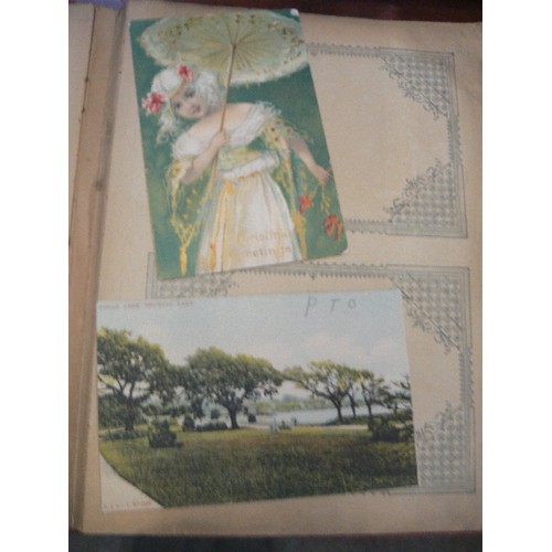 458 - LOVELY OLD POSTCARD COLLECTION. MIXED AGE AND TYPE. CONTAINED IN 2 X ALBUMS.