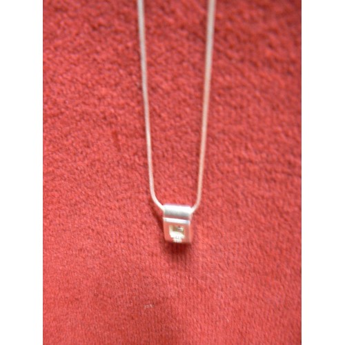 29 - SILVER 925 CHAIN AND PENDANT WITH WHITE STONE