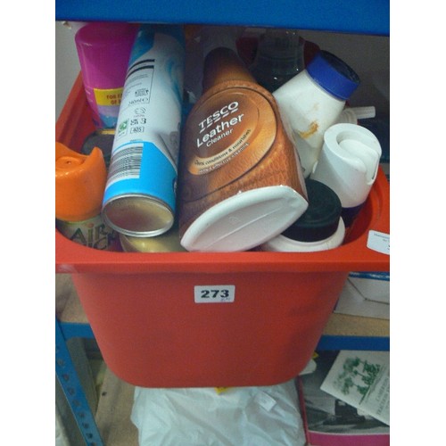 517 - BOX OF CLEANING PRODUCTS - LEATHER CLEANER, POLISH ETC