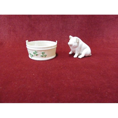 1 - BELLEEK PIG AND BUTTER TUB BOTH WITH 3RD BLACK MARK 1926-1946