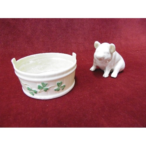 1 - BELLEEK PIG AND BUTTER TUB BOTH WITH 3RD BLACK MARK 1926-1946