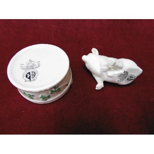 1 - BELLEEK PIG AND BUTTER TUB BOTH WITH 3RD BLACK MARK 1926-1946